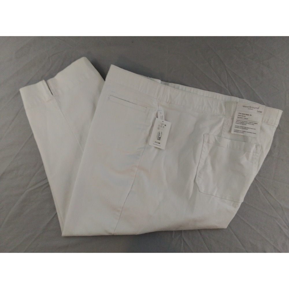 Westbound Woman High Rise Pull On 24W White Skinny Crop Pants *Spots* NWD  L428